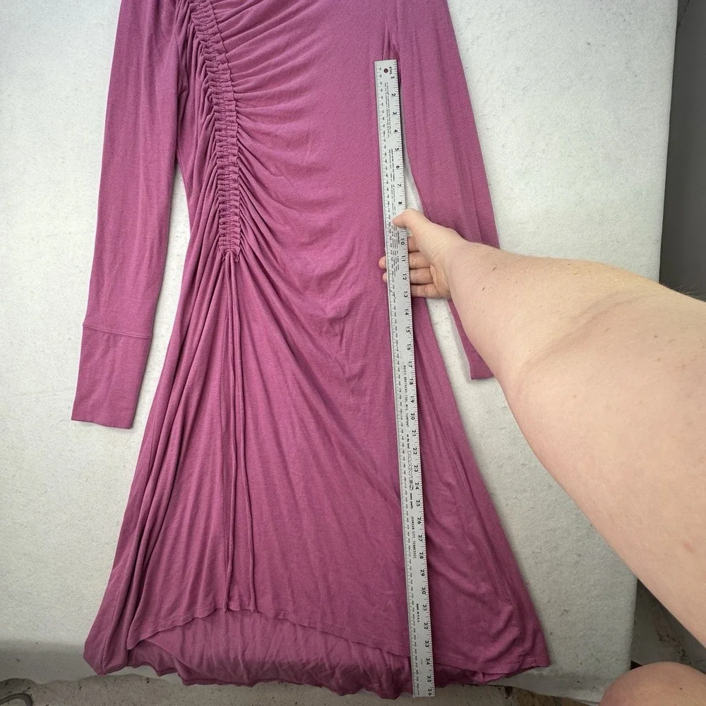 Anthropologie‎ Daily Practice Ruched Cowl Neck Cozy Midi Dress Pink sz M - Picture 6 of 13